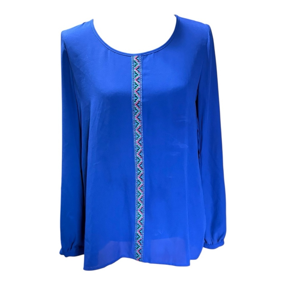 Vibrant Blue Blouse with Embroidered Accent